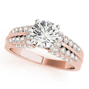 Elegant Pave Round Diamond Engagement Ring in 10K/14K gold and platinum with certified lab-grown or natural diamonds