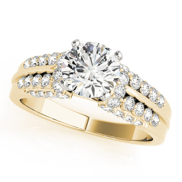 Elegant Pave Round Diamond Engagement Ring in 10K/14K gold and platinum with certified lab-grown or natural diamonds