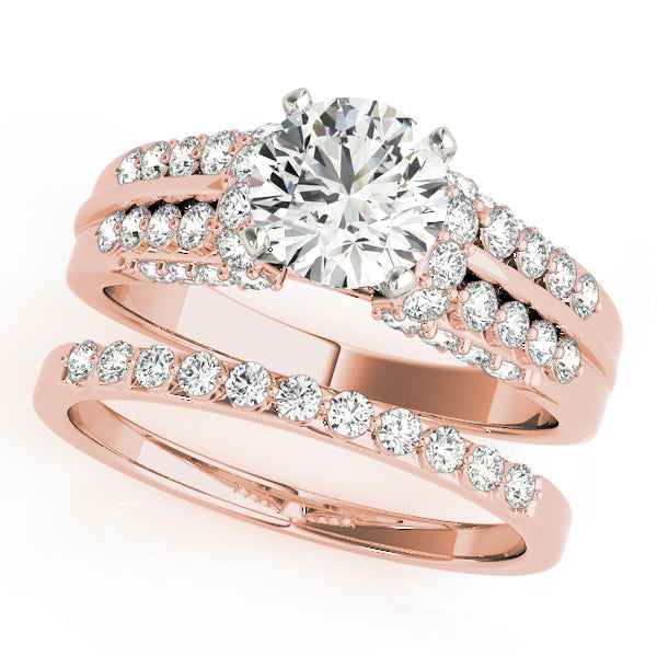 Elegant Pave Round Diamond Engagement Ring in 10K/14K gold and platinum with certified lab-grown or natural diamonds