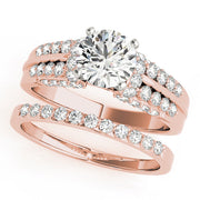 Elegant Pave Round Diamond Engagement Ring in 10K/14K gold and platinum with certified lab-grown or natural diamonds