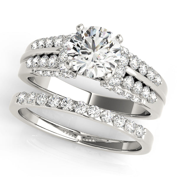 Elegant Pave Round Diamond Engagement Ring in 10K/14K gold and platinum with certified lab-grown or natural diamonds