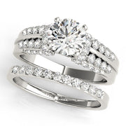 Elegant Pave Round Diamond Engagement Ring in 10K/14K gold and platinum with certified lab-grown or natural diamonds