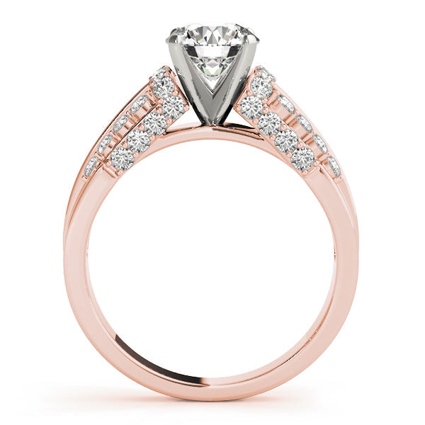 Elegant Pave Round Diamond Engagement Ring in 10K/14K gold and platinum with certified lab-grown or natural diamonds