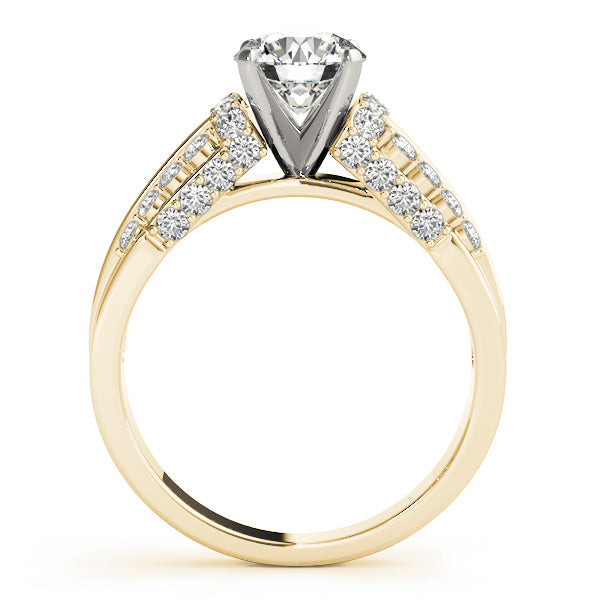 Elegant Pave Round Diamond Engagement Ring in 10K/14K gold and platinum with certified lab-grown or natural diamonds