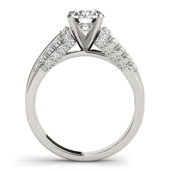 Elegant Pave Round Diamond Engagement Ring in 10K/14K gold and platinum with certified lab-grown or natural diamonds