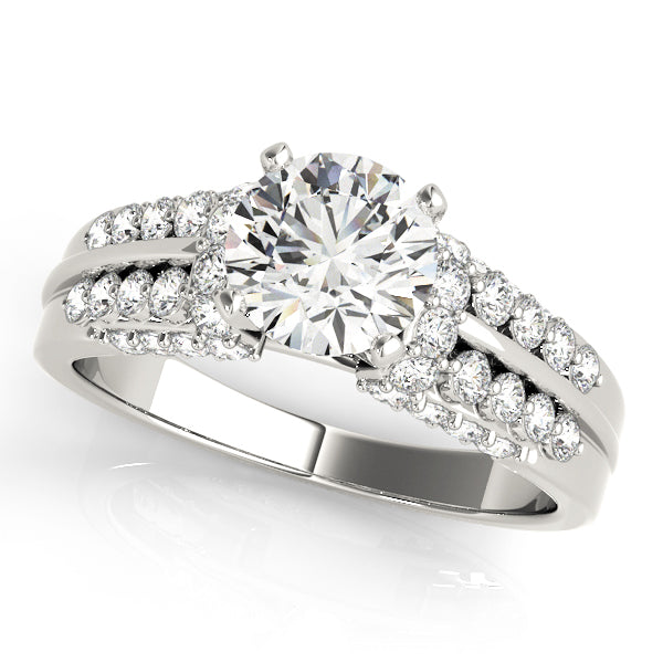 Elegant Pave Round Diamond Engagement Ring in 10K/14K gold and platinum with certified lab-grown or natural diamonds