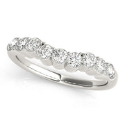 Shared Prong Milgrain Curved Half Eternity Ring in Gold & Platinum