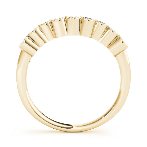 Shared Prong Milgrain Curved Half Eternity Ring in Gold & Platinum