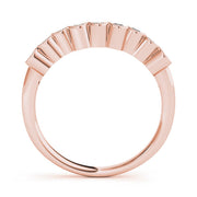 Shared Prong Milgrain Curved Half Eternity Ring in Gold & Platinum