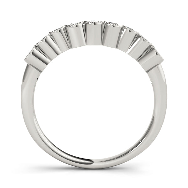 Shared Prong Milgrain Curved Half Eternity Ring in Gold & Platinum