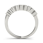 Shared Prong Milgrain Curved Half Eternity Ring in Gold & Platinum