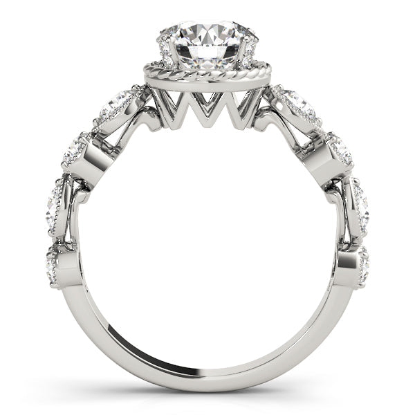 Vintage-Inspired Cluster Sides Round Diamond Engagement Ring in 10K/14K gold and platinum with certified lab-grown or natural diamonds