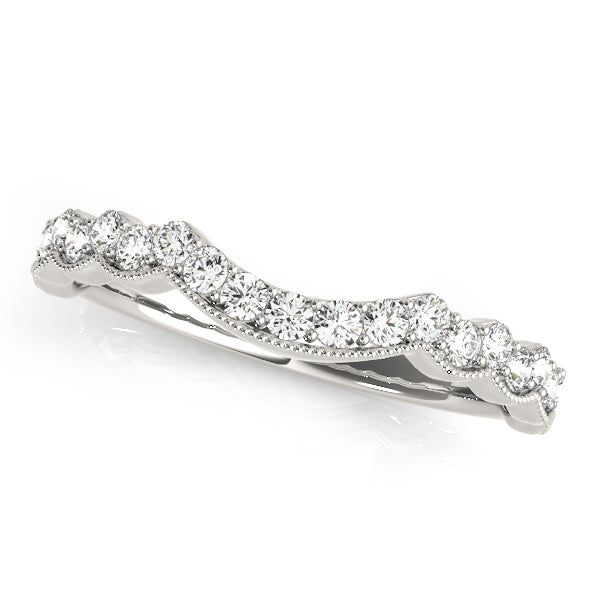 Curved Bands Half Eternity Ring in Gold & Platinum