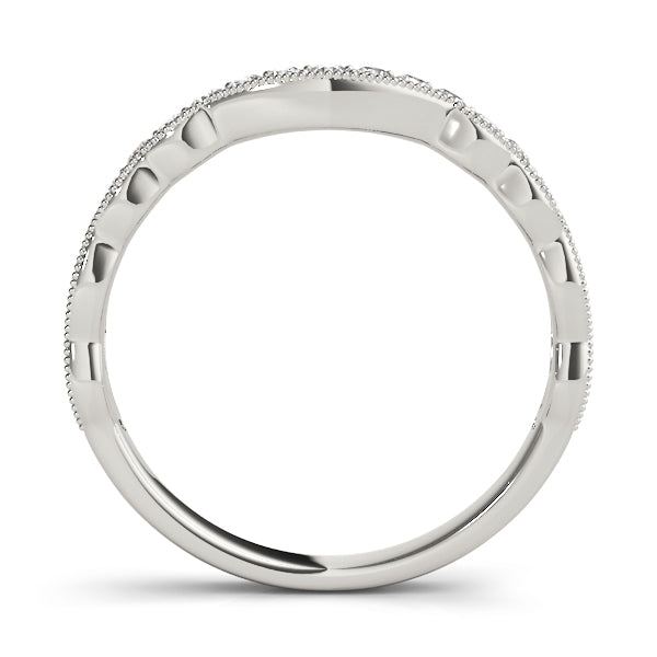 Curved Bands Half Eternity Ring in Gold & Platinum