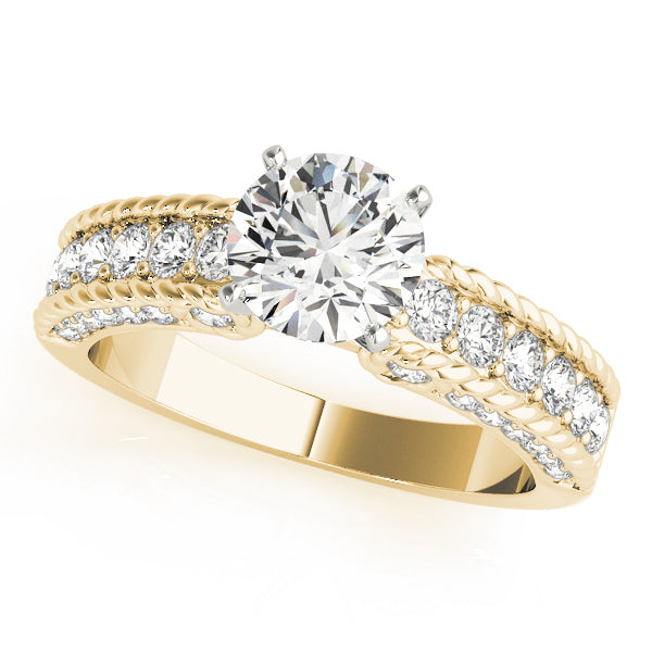 Heirloom Channel-Set Round Diamond Engagement Ring in 10K/14K gold and platinum with certified lab-grown or natural diamonds