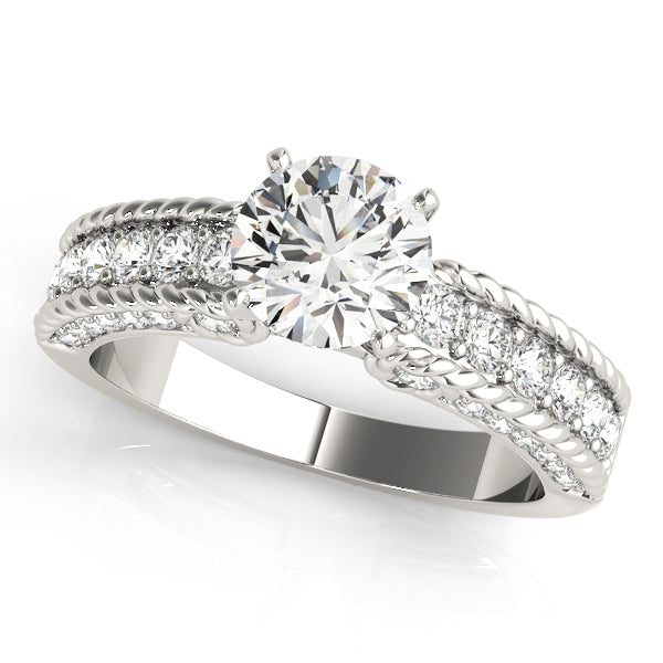 Heirloom Channel-Set Round Diamond Engagement Ring in 10K/14K gold and platinum with certified lab-grown or natural diamonds