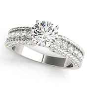 Heirloom Channel-Set Round Diamond Engagement Ring in 10K/14K gold and platinum with certified lab-grown or natural diamonds