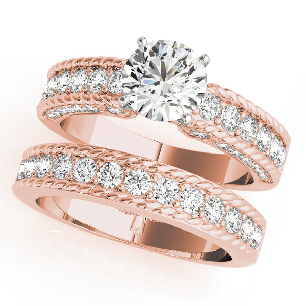 Heirloom Channel-Set Round Diamond Engagement Ring in 10K/14K gold and platinum with certified lab-grown or natural diamonds