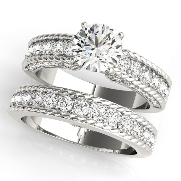 Heirloom Channel-Set Round Diamond Engagement Ring in 10K/14K gold and platinum with certified lab-grown or natural diamonds
