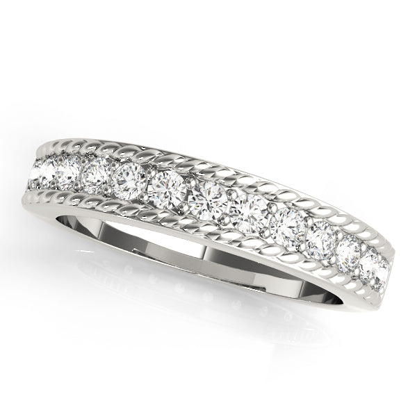 Prong Set Braided Style Half Eternity Ring in Gold & Platinum