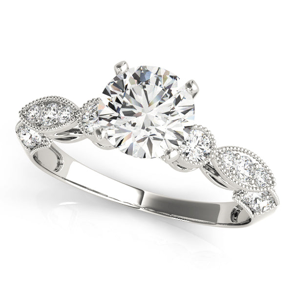 Luxe Multi-Row Round Diamond Engagement Ring in 10K/14K gold and platinum with certified lab-grown or natural diamonds