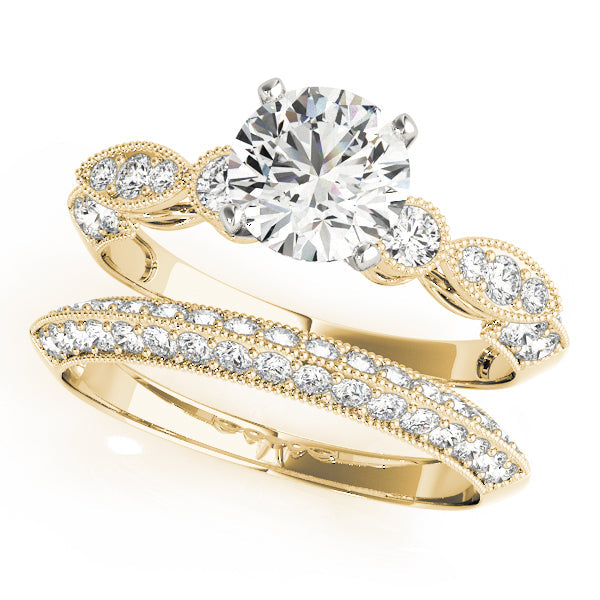 Luxe Multi-Row Round Diamond Engagement Ring in 10K/14K gold and platinum with certified lab-grown or natural diamonds