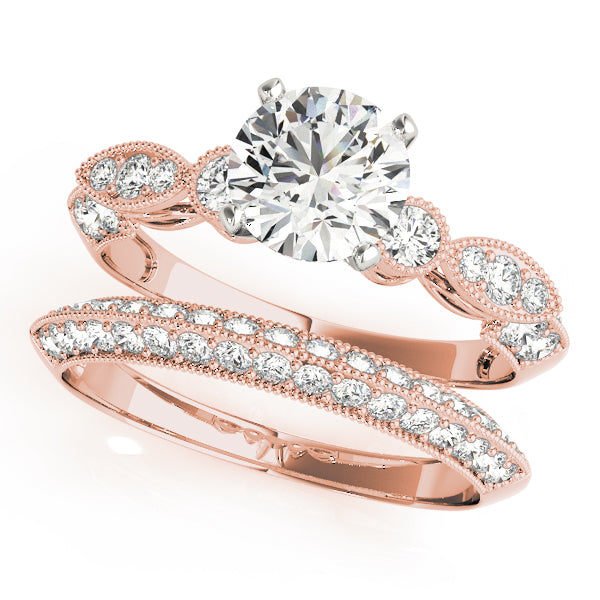 Luxe Multi-Row Round Diamond Engagement Ring in 10K/14K gold and platinum with certified lab-grown or natural diamonds