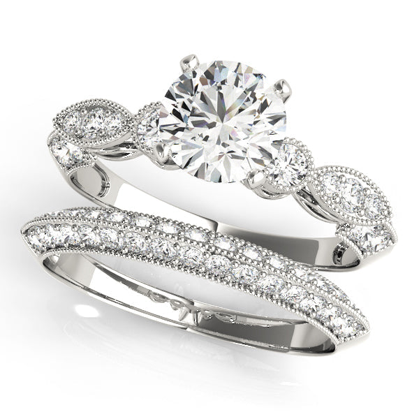 Luxe Multi-Row Round Diamond Engagement Ring in 10K/14K gold and platinum with certified lab-grown or natural diamonds