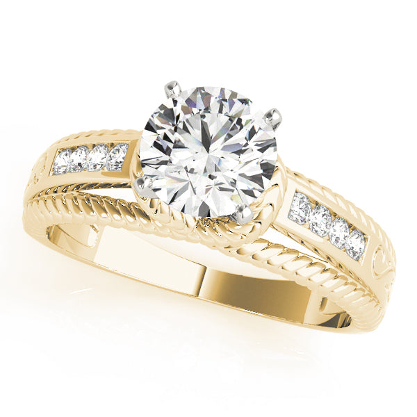 Refined Channel-Set Round Diamond Engagement Ring in 10K/14K gold and platinum with certified lab-grown or natural diamonds