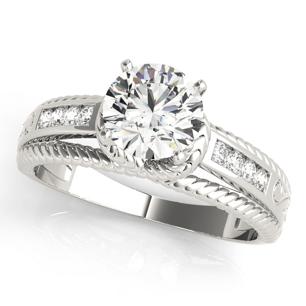 Refined Channel-Set Round Diamond Engagement Ring in 10K/14K gold and platinum with certified lab-grown or natural diamonds