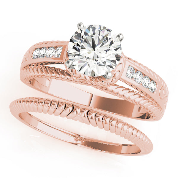 Refined Channel-Set Round Diamond Engagement Ring in 10K/14K gold and platinum with certified lab-grown or natural diamonds