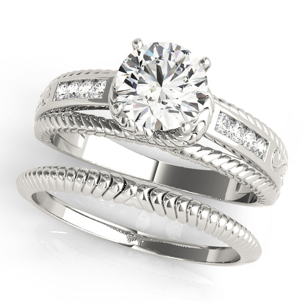 Refined Channel-Set Round Diamond Engagement Ring in 10K/14K gold and platinum with certified lab-grown or natural diamonds