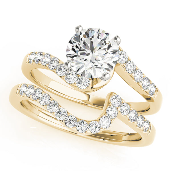 Signature Bypass Round Diamond Engagement Ring in 10K/14K gold and platinum with certified lab-grown or natural diamonds
