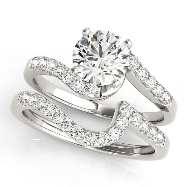 Signature Bypass Round Diamond Engagement Ring in 10K/14K gold and platinum with certified lab-grown or natural diamonds