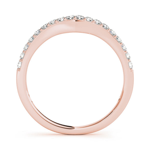 Curved Bands Half Eternity Ring in Gold & Platinum