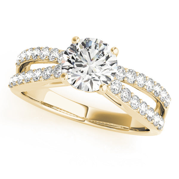 Sophisticated Multi-Row Round Diamond Engagement Ring in 10K/14K gold and platinum with certified lab-grown or natural diamonds