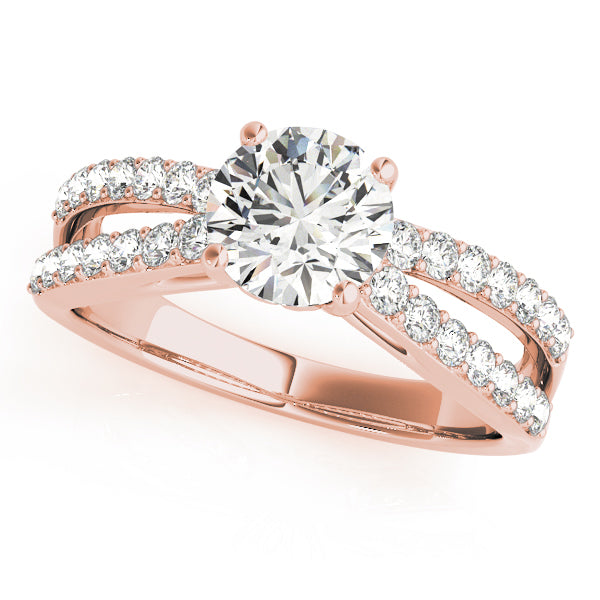 Sophisticated Multi-Row Round Diamond Engagement Ring in 10K/14K gold and platinum with certified lab-grown or natural diamonds