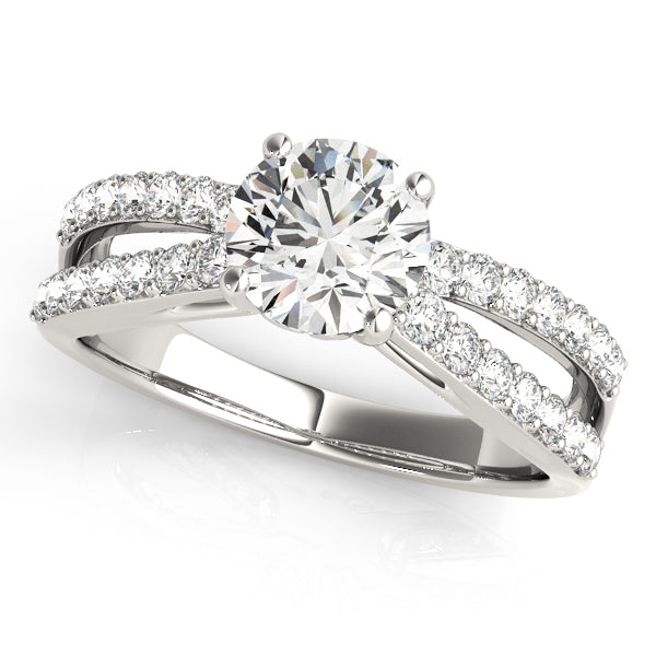 Sophisticated Multi-Row Round Diamond Engagement Ring in 10K/14K gold and platinum with certified lab-grown or natural diamonds