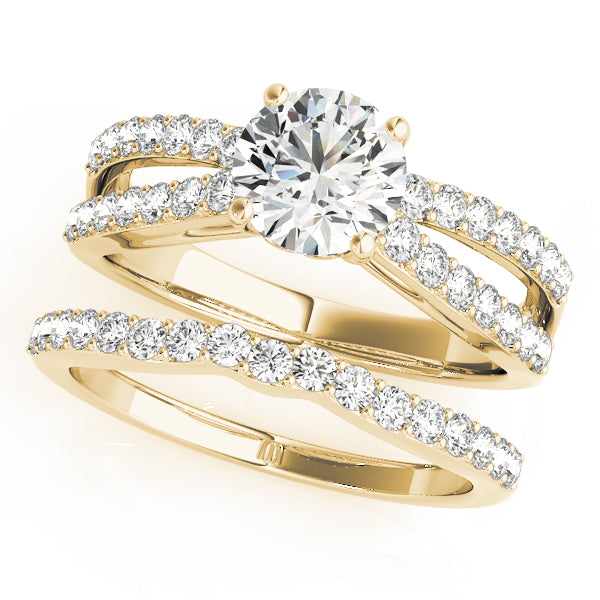 Sophisticated Multi-Row Round Diamond Engagement Ring in 10K/14K gold and platinum with certified lab-grown or natural diamonds