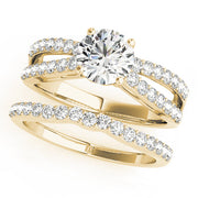 Sophisticated Multi-Row Round Diamond Engagement Ring in 10K/14K gold and platinum with certified lab-grown or natural diamonds
