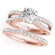 Sophisticated Multi-Row Round Diamond Engagement Ring in 10K/14K gold and platinum with certified lab-grown or natural diamonds