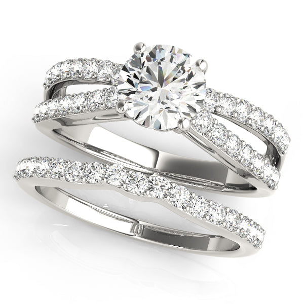 Sophisticated Multi-Row Round Diamond Engagement Ring in 10K/14K gold and platinum with certified lab-grown or natural diamonds