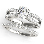 Sophisticated Multi-Row Round Diamond Engagement Ring in 10K/14K gold and platinum with certified lab-grown or natural diamonds