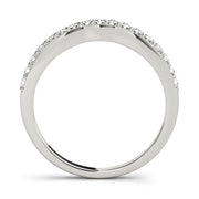 Shared Prong Curved Half Eternity Ring in Gold & Platinum