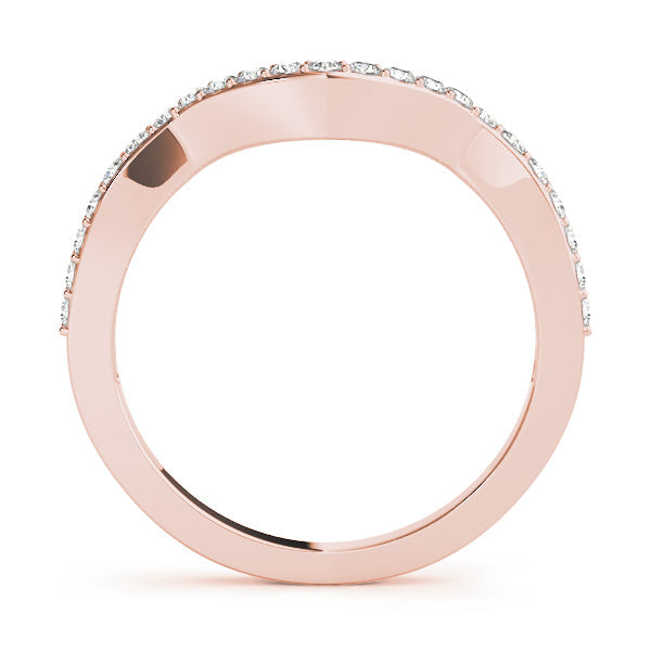 Curved Bands Half Eternity Ring in Gold & Platinum
