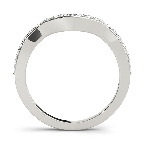 Curved Bands Half Eternity Ring in Gold & Platinum