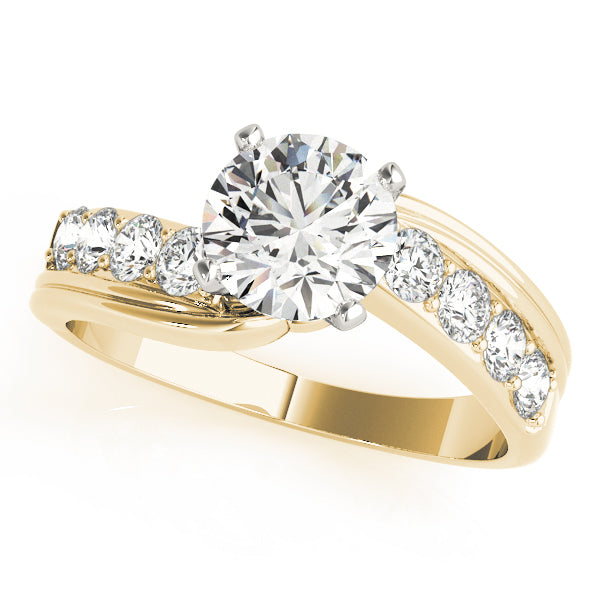 Radiant Bypass Round Diamond Engagement Ring in 10K/14K gold and platinum with certified lab-grown or natural diamonds