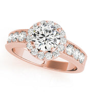 Brilliant Halo Round Diamond Engagement Ring in 10K/14K gold and platinum with certified lab-grown or natural diamonds