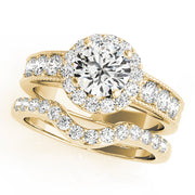 Brilliant Halo Round Diamond Engagement Ring in 10K/14K gold and platinum with certified lab-grown or natural diamonds