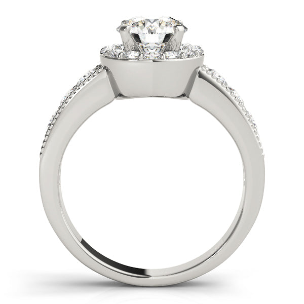 Brilliant Halo Round Diamond Engagement Ring in 10K/14K gold and platinum with certified lab-grown or natural diamonds